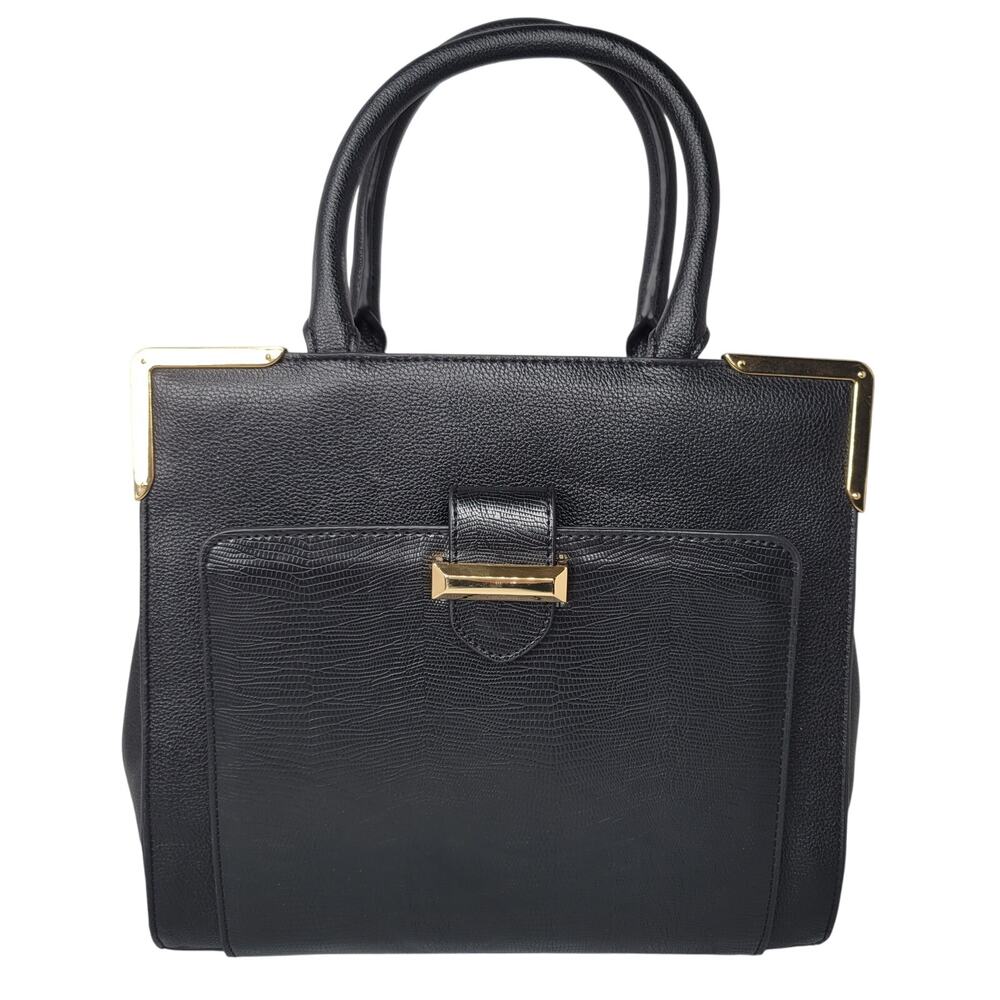 Snob Essentials treasure black croc Tote shoulder Purse bag